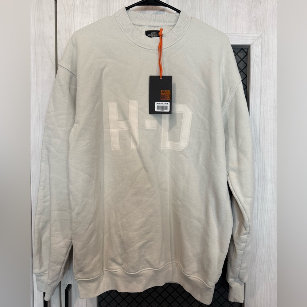 Men’s OVERSIZED HARLEY DAVIDSON CLASSIC CREWNECK OYSTER SWEATSHIRT NWT